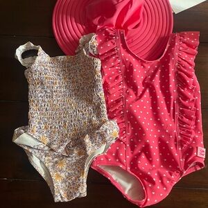 Zara Floral Baby Swimsuit and extra swim and hat